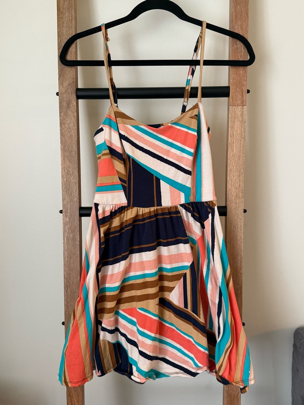 American Rag Coral Teal Navy Striped Sundress - Picture 2 of 5